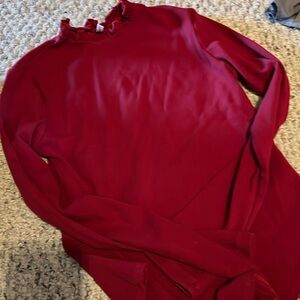 Long sleeve stretch Bodysuit with ruffle neck